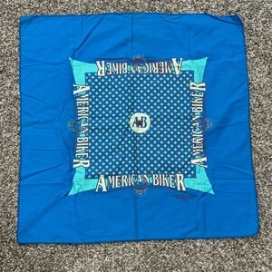 Vintage 1982 American Biker Bandana Blue Made in USA CMJ Marketing Motorcycle
